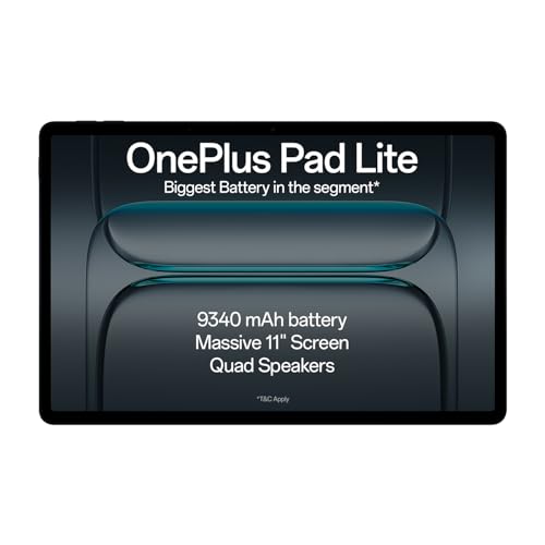 Oneplus Pad Lite With Biggest Battery In Segment 9340 Mah, Massive 11″ (27.94 Cm) Display With 500 Nits Brightness & 11 Hours Of Video Playback, 6Gb Ram 128Gb Storage, Wi-Fi Connectivity, Aero Blue