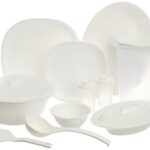 Signoraware Plastic Square Dinner Set (White) – 38 Pieces