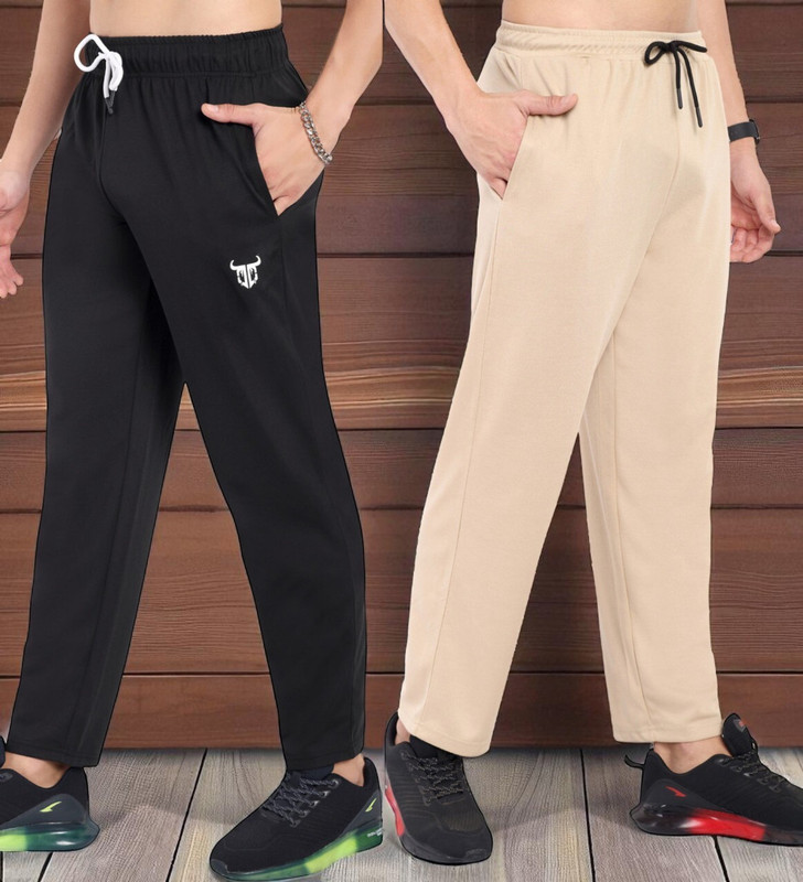 Go Devil Solid Men Black, Beige Track Pants