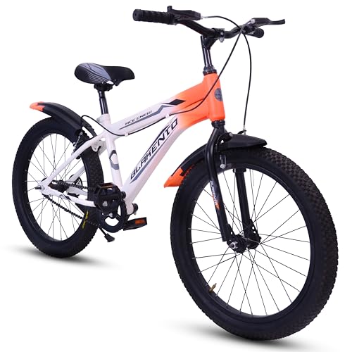Blakento Kids Cycle For Girls And Boys |20T Ace Crew Cycle For Kids 6 To 9 Years| Premium Matte Finished White & Orange, Rigid, ?20 Inches
