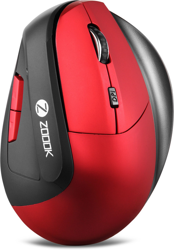 Zoook Infinite Vertical Mouse,6 Buttons,Ergonomic High Precision Sensor, Auto Turn Off Wireless Ambidextrous Optical Mouse(2.4Ghz Wireless, Red)