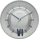 Titan Analog 32 Cm X 32 Cm Wall Clock(Silver, With Glass, Standard)