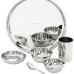 Amazon Solimo Dinner Set| Stainless Steel | Set Of 6 | Solid Mirror Finish | Silver