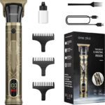 One Plus Op 818 Cordless Professional Metal Body,Led Display With Turbo Mode Hair Trimmer 120 Min  Runtime 4 Length Settings(Gold)
