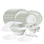 Larah By Borosil Sage Silk Series Opalware Dinner Set | 47 Pieces For Family Of 8 | Microwave & Dishwasher Safe | Bone-Ash Free | Crockery Set For Dining & Gifting | Plates & Bowls | White