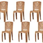 @Home Nilkamal Chr4025 Plastic Mid Back With Arm Chair | Chairs Dining Room| Bedroom| Kitchen| Living Room| Office – Outdoor – Garden | Dust Free |100% Polypropylene Stackable Chairs | Set Of 6