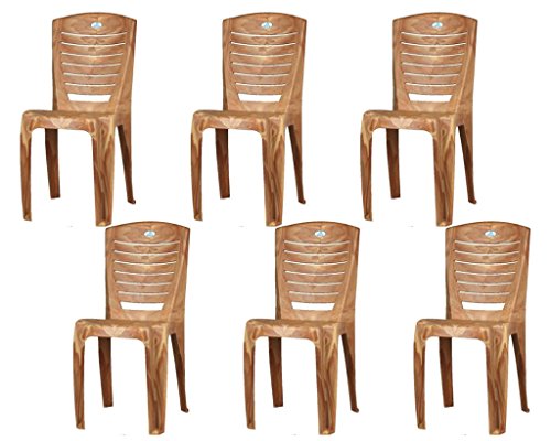@Home Nilkamal Chr4025 Plastic Mid Back With Arm Chair | Chairs Dining Room| Bedroom| Kitchen| Living Room| Office – Outdoor – Garden | Dust Free |100% Polypropylene Stackable Chairs | Set Of 6