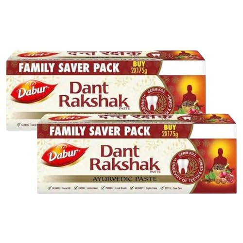 Dabur Dant Rakshak Ayurvedic Toothpaste – 700G (175G X 4) | With Goodness Of 32 Ayurvedic Herbs | Prevents & Calms Gum Pain | Kills Germs | Complete Family Toothpaste | No Added Fluorides & Parabens