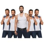 Amul Comfy Men’S White Cotton Solid Vest Pack Of 5