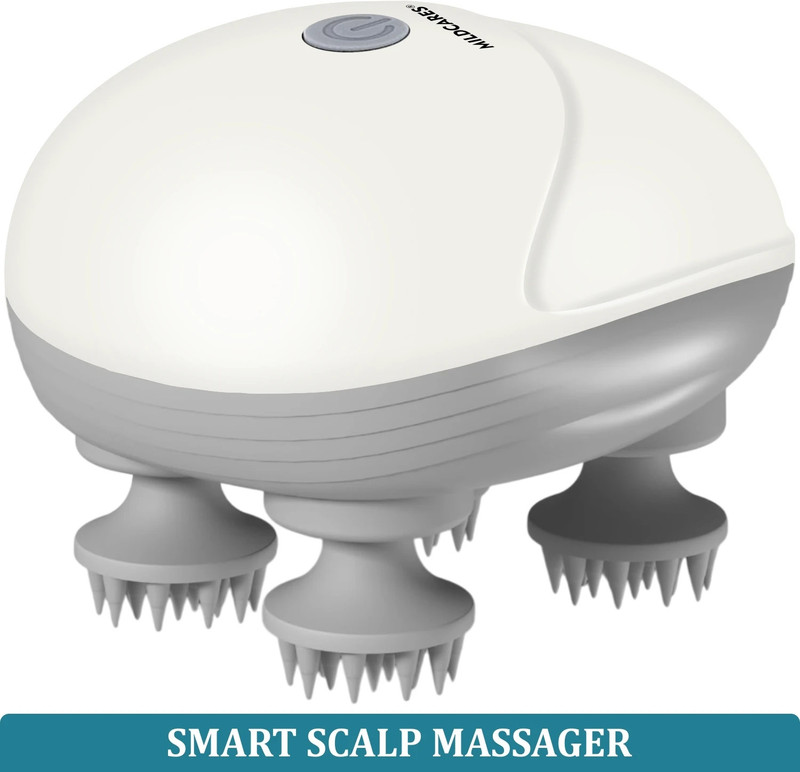 Mildcares Rechargeable Scalp Massager | 4 Rotating Nodes | For Hair Growth & Stress Relief