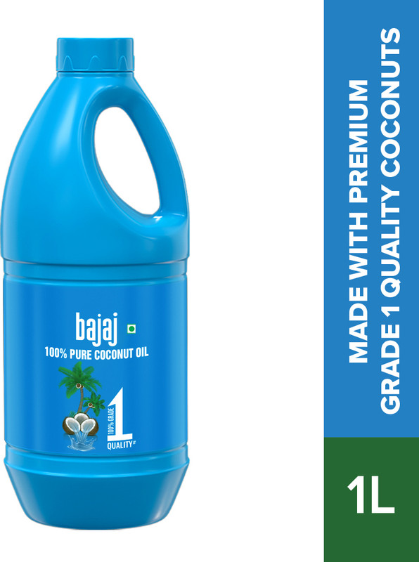 Bajaj 100% Pure Coconut Oil 1 Litre | Made With Premium Grade 1 Quality Coconuts Hair Oil(1000 Ml)