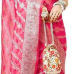 Houseofcommon Solid/Plain Bollywood Organza Saree(Pink)
