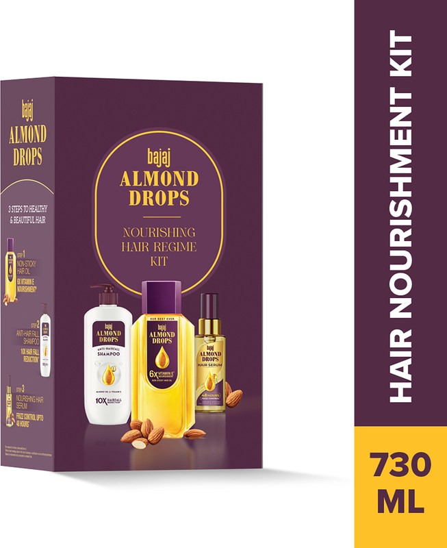 Bajaj Hair Nourishment Kit Almond Oil 350 Ad Shampoo 340 Ad Serum 50(3 Items In The Set)