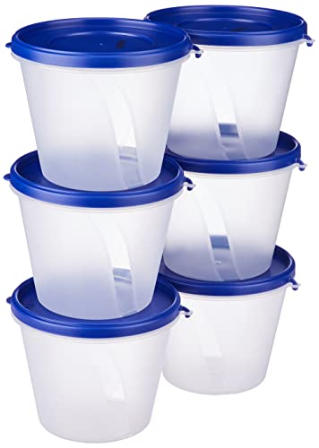 Amazon Brand – Solimo Nestable & Stackable Polypropylene Container Set, Round, 1000 Ml, Set Of 6, Blue