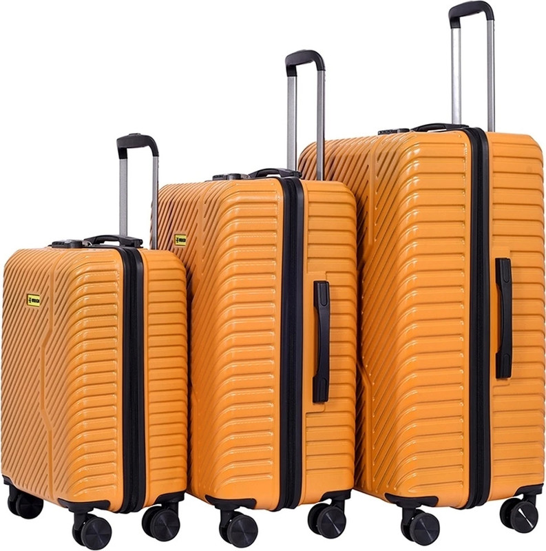 Wrogn Vivid Light-Weight & Durable Polycarbonate Orange Hard Luggage Cabin & Check-In Set 8 Wheels – 28 Inch