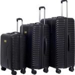 Wrogn Vivid Light-Weight & Durable Polycarbonate Black Hard Luggage Cabin & Check-In Set 8 Wheels – 28 Inch