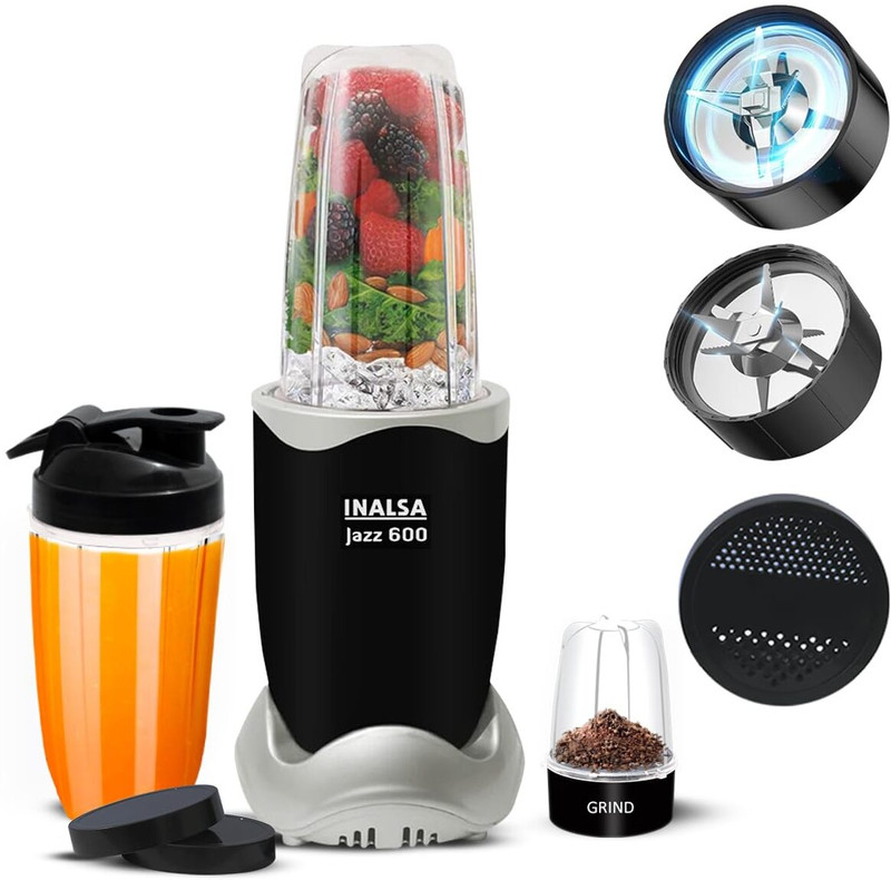 Inalsa Mixer Grinder 600 W Juicer Mixer Grinder(Jazz 600 – 3 Jar | 3 Jars | Black)