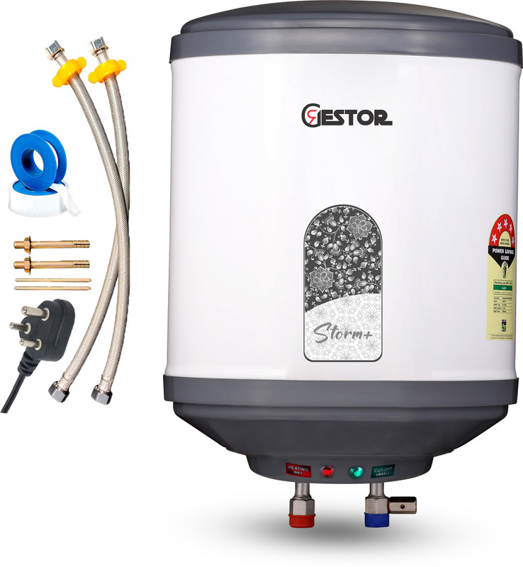 Gestor Storm Plus 10 L Storage Water Geyser | With Free Pipes(Grey)