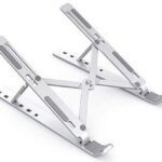 Deziine Laptop Stand, Holder Riser Computer Tablet Stand, Adjustable Aluminium Ergonomic Foldable Portable Holder Compatible With Macbook, Ipad, Hp, Dell, Lenovo, Sony More 5-15.6” Laptops Steel Floor And Desk Stand Laptop Stand With Adjustable Height Compatible With Universal Laptops(Multicolor)