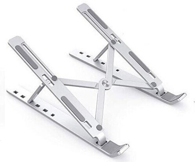 Deziine Laptop Stand, Holder Riser Computer Tablet Stand, Adjustable Aluminium Ergonomic Foldable Portable Holder Compatible With Macbook, Ipad, Hp, Dell, Lenovo, Sony More 5-15.6” Laptops Steel Floor And Desk Stand Laptop Stand With Adjustable Height Compatible With Universal Laptops(Multicolor)
