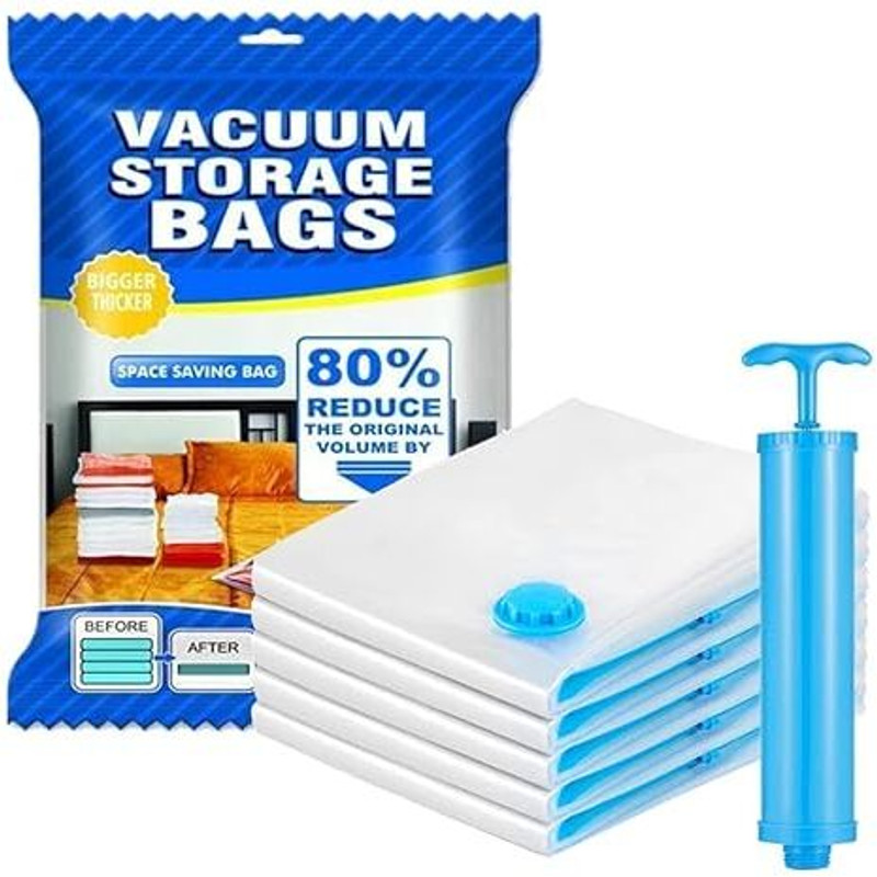 Flipkart Smartbuy Reusable Vacuum Storage Bags Travel Storage Vacuum Bags (Pack Of 5) Travel Travel Storage Vacuum Bags, High Volume Storage Vacuum Bags(Pack Of 5)