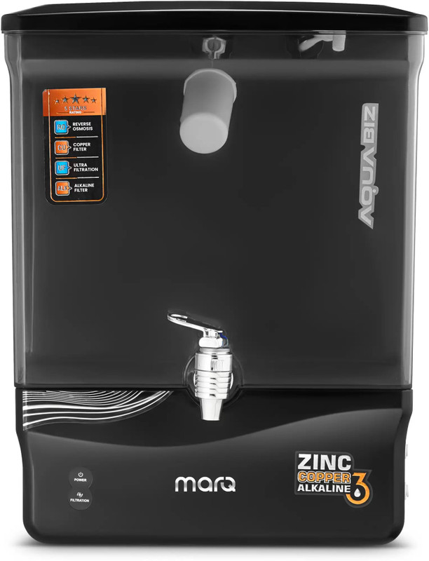 Marq By Flipkart Aqua Biz Black Tpt 12 L Ro + Uv + Uf + Tds + Alk + Copper Water Purifier With Pre Filter And Bis Certified(Black)