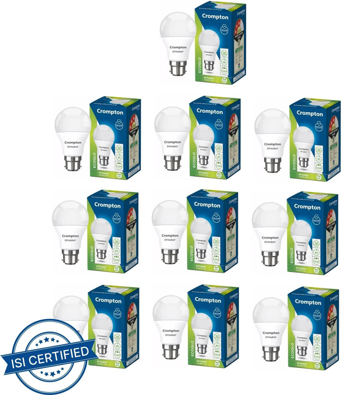 Crompton 9 W Basic Standard B22 Led Bulb(White, Pack Of 10)