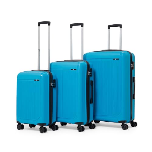 V By Verage Megatron Set Of 3 Pcs, Luggage Trolley Suitcase Hard Sided 8 Wheels Number Lock 3-Years Warranty (S+M+L, Teal)