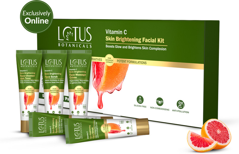 Lotus Botanicals Vitamin C Skin Brightening 5 Step Facial Kit|Boosts Glow & Brightens(48 G)
