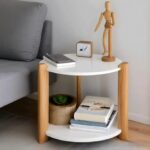 Modern Round Side Table, Home Decor For Living Room, Bed Side Tables For Bed Room, Stools For Home, Furniture For Home, 2-Tier White Shelves, 30 X 30 X 40 Cm