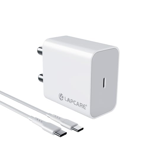 Lapcare Adopt Type C 24W Pd Charger With Type-C To Type-C Cable For Android,Iphone 14/14 Plus/ 14 Pro/ 14 Pro Max, Iphone 13/13 Pro/13 Pro Max/13 Mini, 12/12 Mini/ 12 Pro Max, Iphone 11 Series (White)
