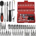 Chinustyle 46Pcs Sockets, Extension Bars, Mechanic Tool Kits For Household Auto Repair Socket Set(Pack Of 46)