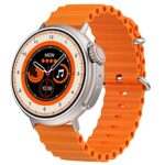 Gizmore Cult 3.86 Cm (1.52) Full Hd | Aod With 700 Nits Brightness|Active Rotating Crown| 10 Days Working Time |360 * 360 Pixels High Resolution|Bt Calling, Zinc Alloy Body (Orange)