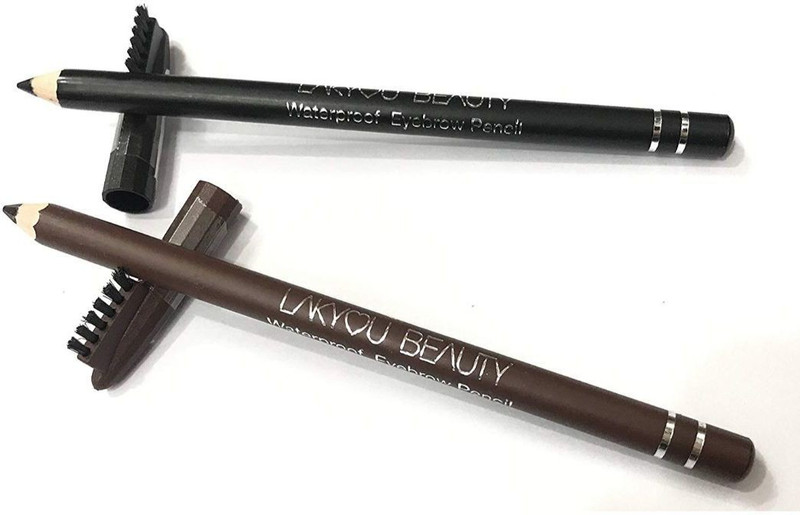 Lakyou Beauty Waterproof Eyebrow Pencil Black And Dark Brown(Black, Brown)