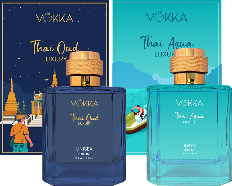 Vokka Thai Oud & Thai Aqua 100 Ml Each Luxury Long Lasting Edp Fragrance For Gift Eau De Parfum  –  100 Ml(For Men & Women)