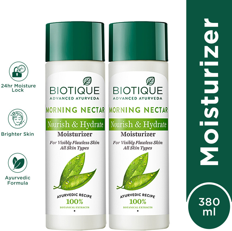 Biotique Morning Nectar Flawless Skin Moisturizer 24H Deep Moisture All Skin Types(380 Ml)