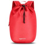 Amazon Basics 15L Red Backpack | Lightweight & Durable Polyester | Drawstring Closure | 2 Compartments For Essentials | Unisex For Unisex | Daily Commutes, City Travel & Short Trips (Red)