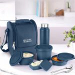 Classic Essentials Supreme Microwave Safe Set Of 5 With Bottle|Bag & Cutlery 5 Containers Lunch Box(1250 Ml, Thermoware)