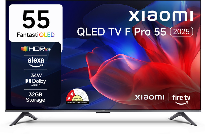 Xiaomi F Pro 138 Cm (55 Inch) Qled Ultra Hd (4K) Smart Fire Tv 2025 Edition With 34W Box Speakers | Dolby Surround Sound| 32Gb Storage | Filmmaker Mode| Alexa(L55Mb-Fpin)