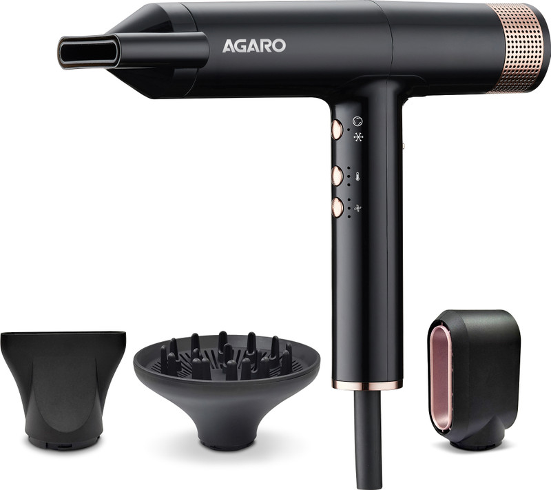 Agaro Royal Bldc Professional, Ionic Technology, 110000 Rpm, 3 Speed & 3 Temp Setting Hair Dryer(2000 W, Black)