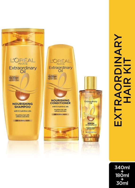 L’Oréal Paris Extraordinary Oil Shampoo (340 Ml) + Conditioner (180 Ml) + Serum (30 Ml)(3 Items In The Set)