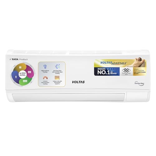 Voltas 1.5 Ton 3 Star, Inverter Split Ac (Copper, 4-In-1 Adjustable Mode, Anti-Dust Filter,183V Vectra Caw, White)