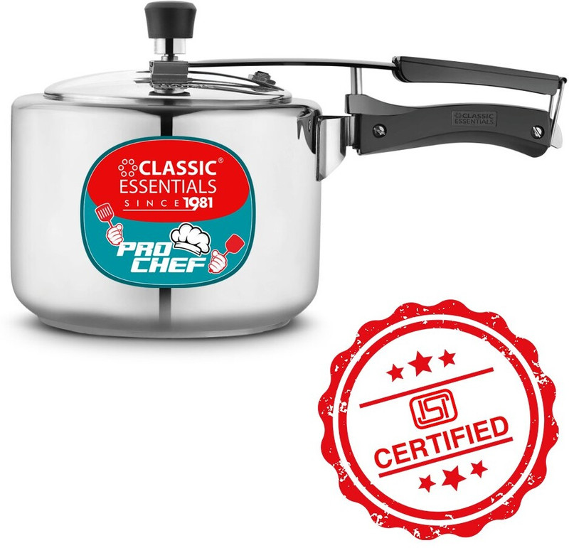 Classic Essentials Prochef Isi Certified Inner Lid 3 L Inner Lid Induction Bottom Pressure Cooker(Stainless Steel)