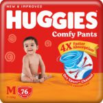 Huggies Comfy Baby Diaper Pants, Upto 50% Faster Absorption – M(76 Pieces)