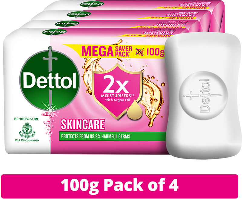 Dettol Skincare Moisturizing Bathing Soap With 2X Moisturisers(4 X 100 G)