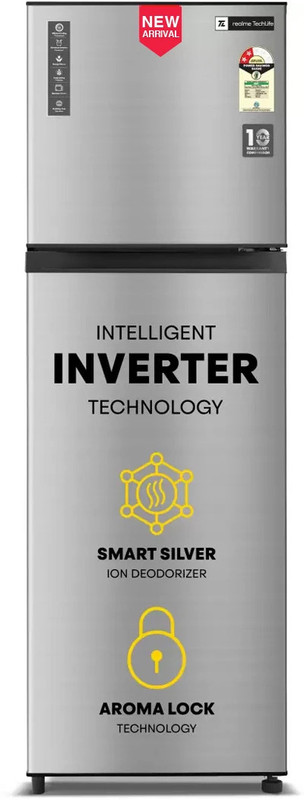 Realme Techlife 233 L Frost Free Double Door 2 Star Refrigerator  With Silver Ion Technology And Ice Twister(Sliver, 233Mf2Rm24Nc)