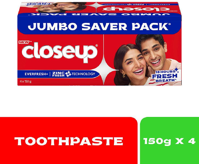 Closeup Long Lasting 18 Hours Of Fresh Breath & White Teeth Toothpaste(600 G, Pack Of 4)