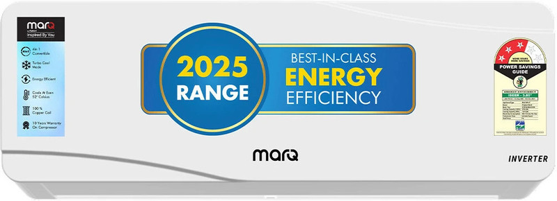 Marq By Flipkart 2025 0.75 Ton 3 Star Split Inverter 4-In-1 Convertible With Turbo Cool Technology Ac  – White(073Ipg24Wqv2, Copper Condenser)