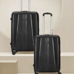 Aristocrat Invictus Set Of 2 (Small 55Cm | Medium 65Cm)) – Trolley Bag Jet Black Cabin & Check-In Set 8 Wheels – 26 Inch