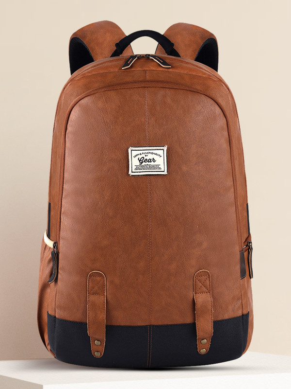 Gear Classic Leather Without Anti Theft 28 L Laptop Backpack(Tan)